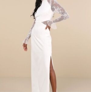 Lulu's White Long Sleeve Dress